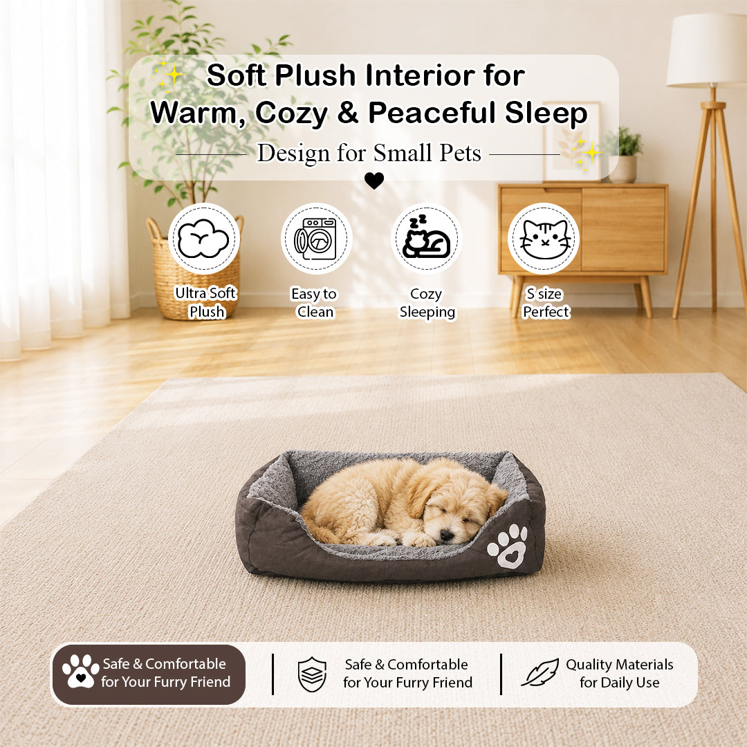 Pet bed with Soft plush, Low entry, Portable and Lightweight, 53 cm Cozy indoor lounger for puppies and kitten, Pet cushion with Raised sides, Comfortable, Warm, Washable & Breathable Pet Sofa