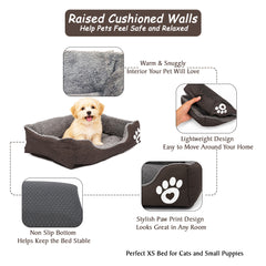 Pet bed with Soft plush, Low entry, Portable and Lightweight, 53 cm Cozy indoor lounger for puppies and kitten, Pet cushion with Raised sides, Comfortable, Warm, Washable & Breathable Pet Sofa