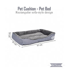 Pet bed with Soft plush, Low entry, Portable and Lightweight, 61 cm Cozy indoor lounger for small Dogs and Cats, Pet cushion with Raised sides, Comfortable, Warm, Washable & Breathable Pet Sofa
