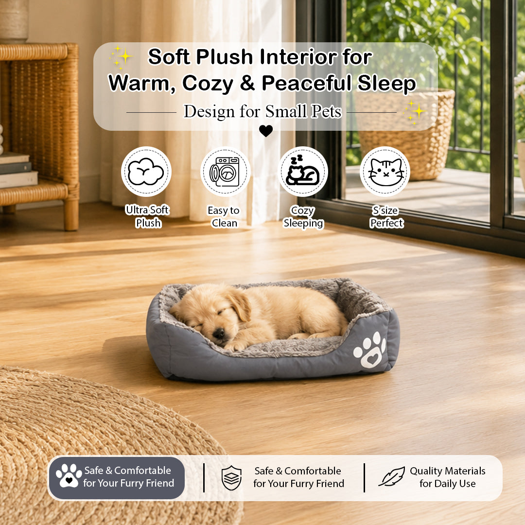 Pet bed with Soft plush, Low entry, Portable and Lightweight, 53 cm Cozy indoor lounger for puppies and kitten, Pet cushion with Raised sides, Comfortable, Warm, Washable & Breathable Pet Sofa