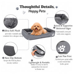 Pet bed with Soft plush, Low entry, Portable and Lightweight, 61 cm Cozy indoor lounger for small Dogs and Cats, Pet cushion with Raised sides, Comfortable, Warm, Washable & Breathable Pet Sofa