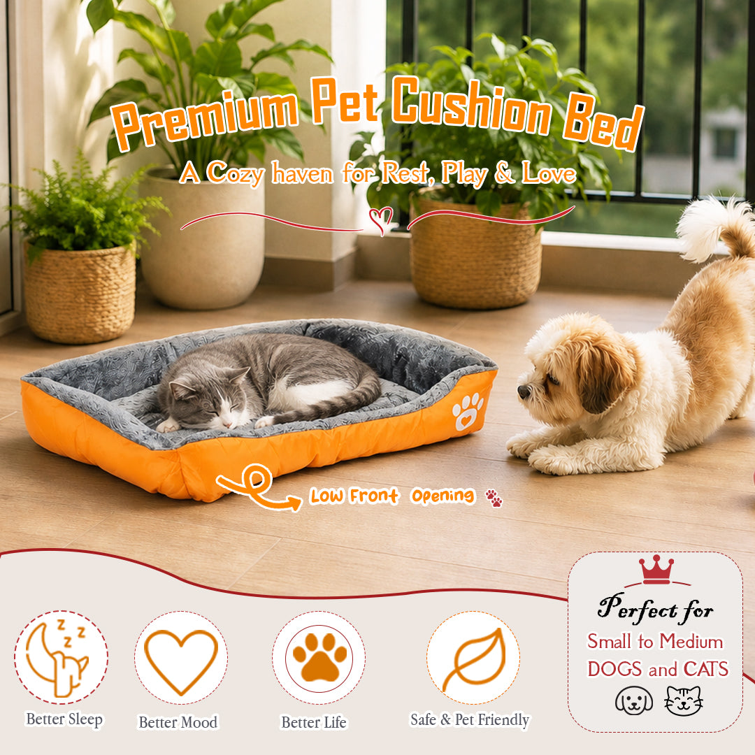 Pet bed with Soft plush, Low entry, Portable and Lightweight, 73 cm Cozy indoor lounger for small Dogs and Cats, Pet cushion with Raised sides, Comfortable, Warm, Washable & Breathable Pet Sofa