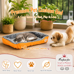 Pet bed with Soft plush, Low entry, Portable and Lightweight, 73 cm Cozy indoor lounger for small Dogs and Cats, Pet cushion with Raised sides, Comfortable, Warm, Washable & Breathable Pet Sofa