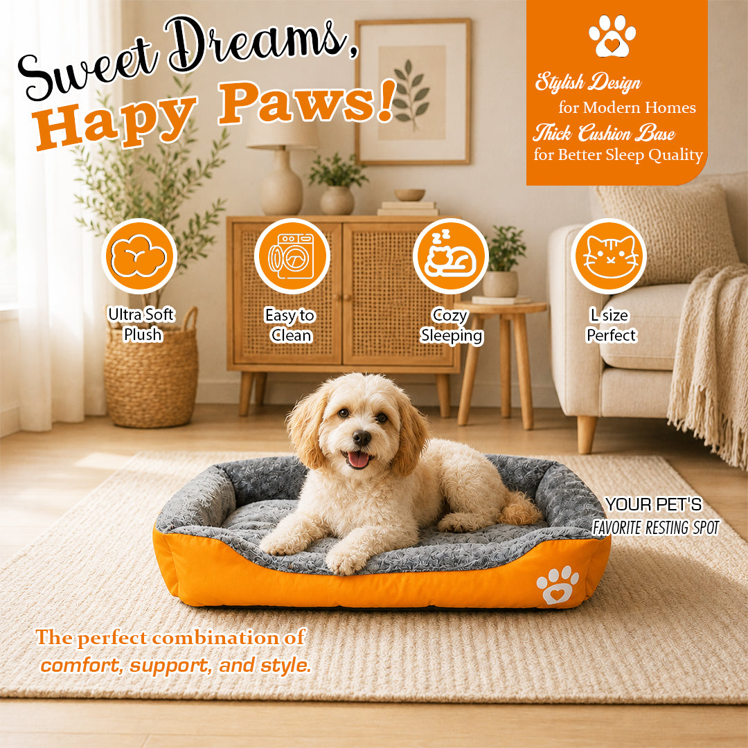 Pet bed with Soft plush, Low entry, Portable and Lightweight, 73 cm Cozy indoor lounger for small Dogs and Cats, Pet cushion with Raised sides, Comfortable, Warm, Washable & Breathable Pet Sofa