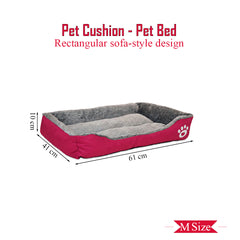 Pet bed with Soft plush, Low entry, Portable and Lightweight, 61 cm Cozy indoor lounger for small Dogs and Cats, Pet cushion with Raised sides, Comfortable, Warm, Washable & Breathable Pet Sofa