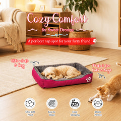Pet bed with Soft plush, Low entry, Portable and Lightweight, 61 cm Cozy indoor lounger for small Dogs and Cats, Pet cushion with Raised sides, Comfortable, Warm, Washable & Breathable Pet Sofa