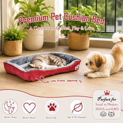 Pet bed with Soft plush, Low entry, Portable and Lightweight, 73 cm Cozy indoor lounger for small Dogs and Cats, Pet cushion with Raised sides, Comfortable, Warm, Washable & Breathable Pet Sofa