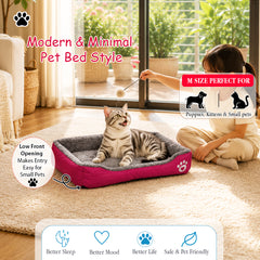 Pet bed with Soft plush, Low entry, Portable and Lightweight, 61 cm Cozy indoor lounger for small Dogs and Cats, Pet cushion with Raised sides, Comfortable, Warm, Washable & Breathable Pet Sofa