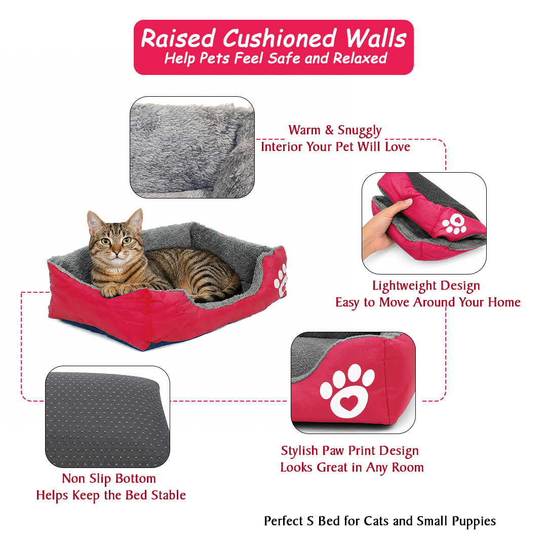 Pet bed with Soft plush, Low entry, Portable and Lightweight, 53 cm Cozy indoor lounger for puppies and kitten, Pet cushion with Raised sides, Comfortable, Warm, Washable & Breathable Pet Sofa