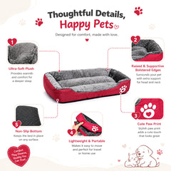 Pet bed with Soft plush, Low entry, Portable and Lightweight, 73 cm Cozy indoor lounger for small Dogs and Cats, Pet cushion with Raised sides, Comfortable, Warm, Washable & Breathable Pet Sofa
