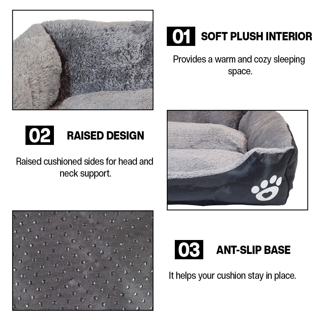 Orthopedic dog bed for Medium dogs, Soft plush pet sofa bed with Raised bolsters design, Soft plush surface, and Non-slip bottom, Comfortable calming puppy cushion, Easy to clean, 80 cm (XL)