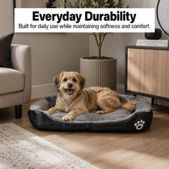 Orthopedic dog bed for Medium dogs, Soft plush pet sofa bed with Raised bolsters design, Soft plush surface, and Non-slip bottom, Comfortable calming puppy cushion, Easy to clean, 80 cm (XL)