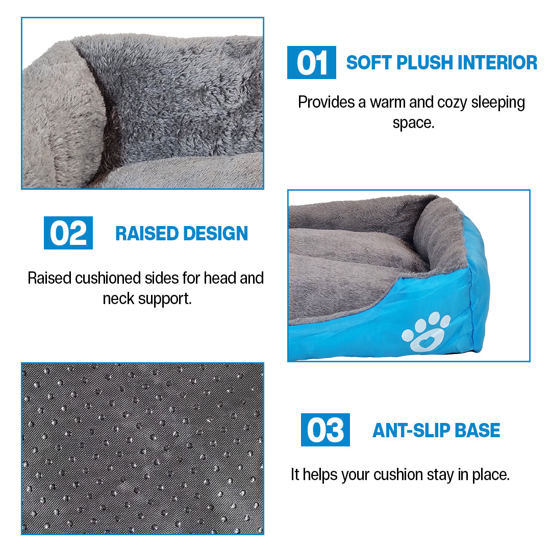 Orthopedic dog bed for Medium dogs, Soft plush pet sofa bed with Raised bolsters design, Soft plush surface, and Non-slip bottom, Comfortable calming puppy cushion, Easy to clean, 80 cm (XL)