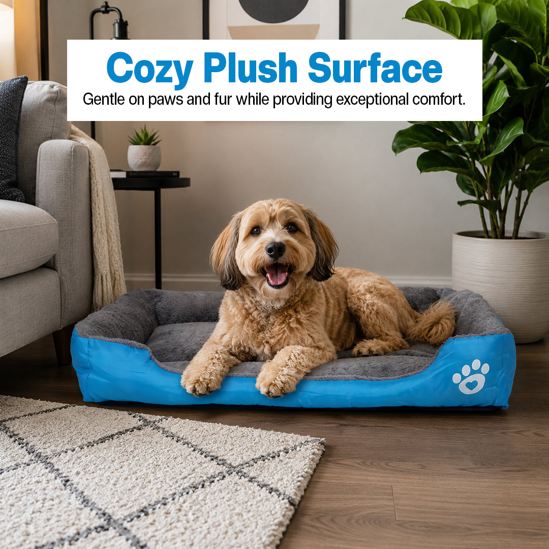 Orthopedic dog bed for Medium dogs, Soft plush pet sofa bed with Raised bolsters design, Soft plush surface, and Non-slip bottom, Comfortable calming puppy cushion, Easy to clean, 80 cm (XL)