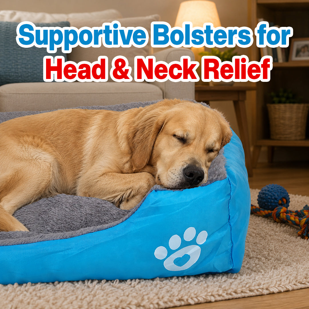 Orthopedic dog bed for Medium dogs, Soft plush pet sofa bed with Raised bolsters design, Soft plush surface, and Non-slip bottom, Comfortable calming puppy cushion, Easy to clean, 80 cm (XL)