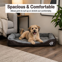 Orthopedic dog bed for Medium dogs, Soft plush pet sofa bed with Raised bolsters design, Soft plush surface, and Non-slip bottom, Comfortable calming puppy cushion, Easy to clean, 80 cm (XL)