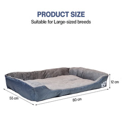 Orthopedic dog bed for Medium dogs, Soft plush pet sofa bed with Raised bolsters design, Soft plush surface, and Non-slip bottom, Comfortable calming puppy cushion, Easy to clean, 80 cm (XL)