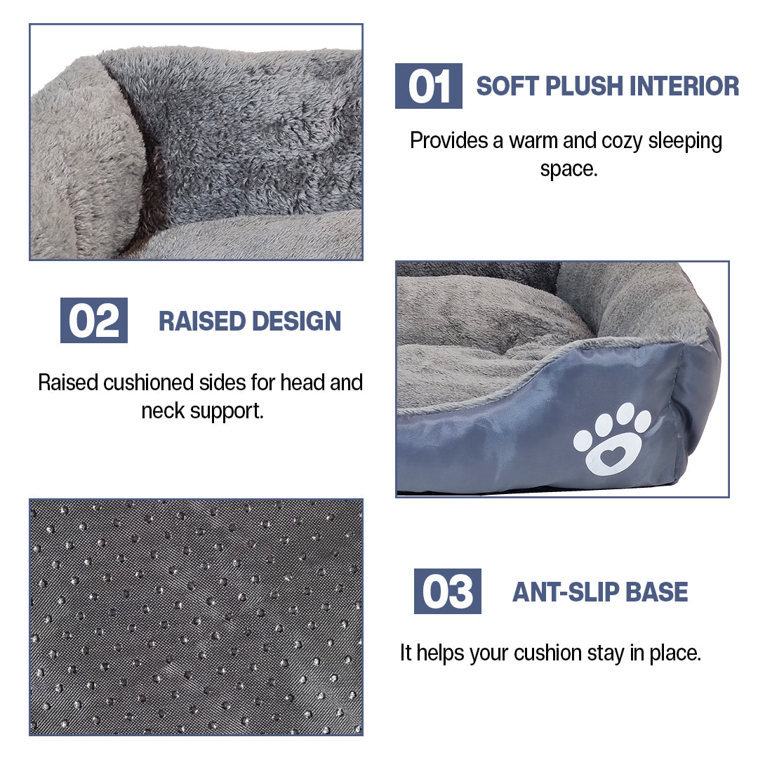 Orthopedic dog bed for Medium dogs, Soft plush pet sofa bed with Raised bolsters design, Soft plush surface, and Non-slip bottom, Comfortable calming puppy cushion, Easy to clean, 80 cm (XL)