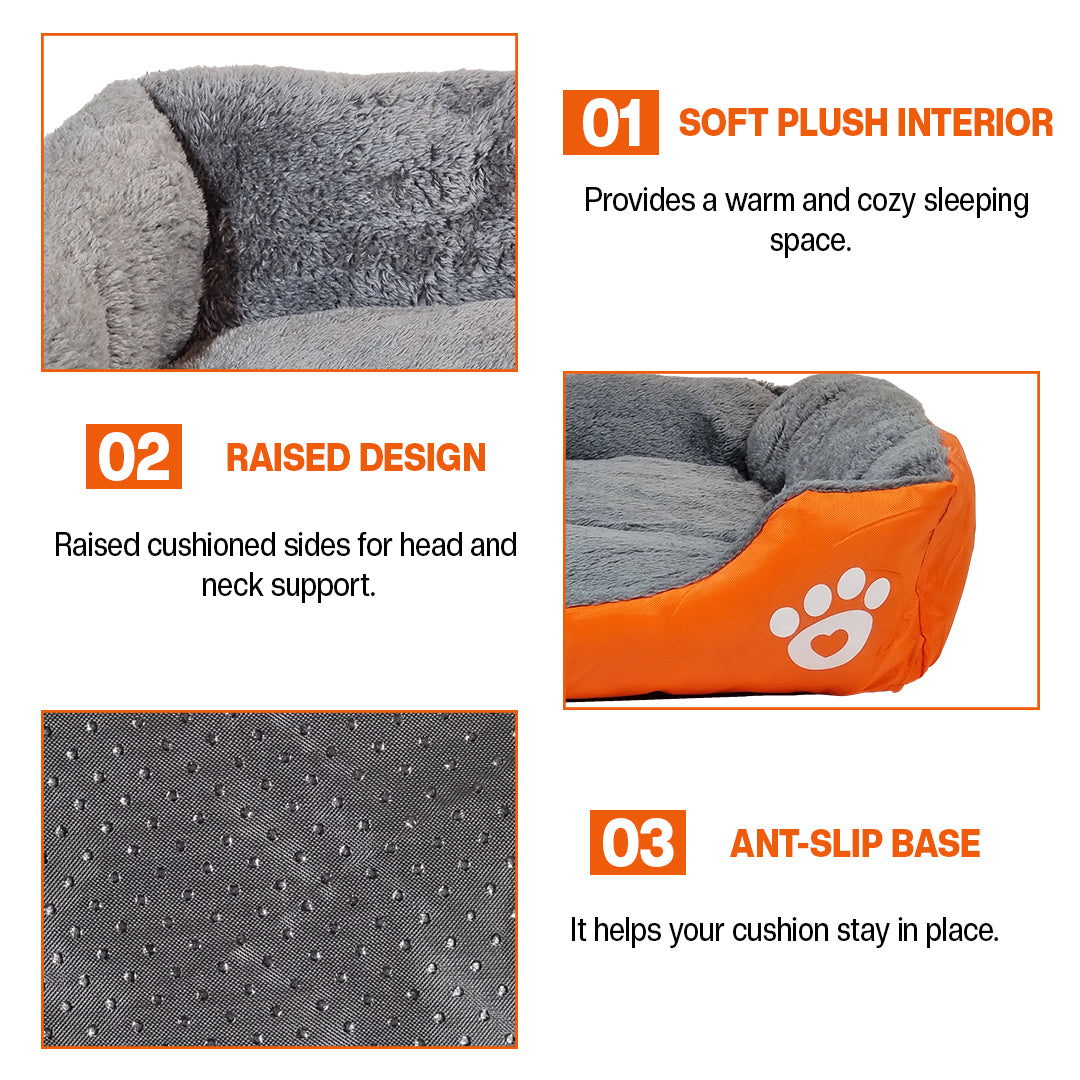Orthopedic dog bed for Medium dogs, Soft plush pet sofa bed with Raised bolsters design, Soft plush surface, and Non-slip bottom, Comfortable calming puppy cushion, Easy to clean, 80 cm (XL)