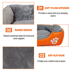 Orthopedic dog bed for Medium dogs, Soft plush pet sofa bed with Raised bolsters design, Soft plush surface, and Non-slip bottom, Comfortable calming puppy cushion, Easy to clean, 80 cm (XL)
