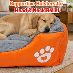 Orthopedic dog bed for Medium dogs, Soft plush pet sofa bed with Raised bolsters design, Soft plush surface, and Non-slip bottom, Comfortable calming puppy cushion, Easy to clean, 80 cm (XL)