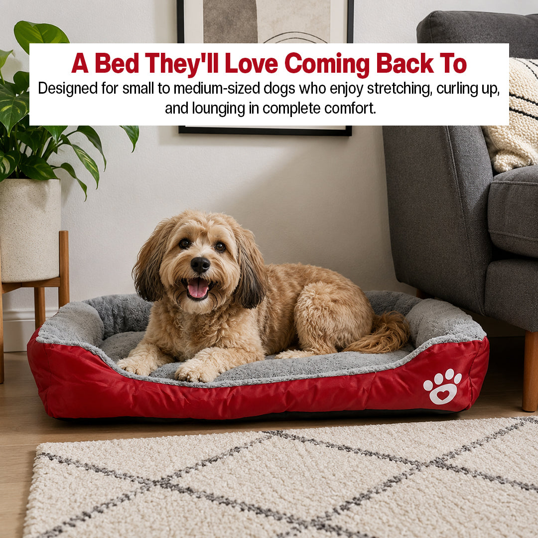 Orthopedic dog bed for Medium dogs, Soft plush pet sofa bed with Raised bolsters design, Soft plush surface, and Non-slip bottom, Comfortable calming puppy cushion, Easy to clean, 80 cm (XL)