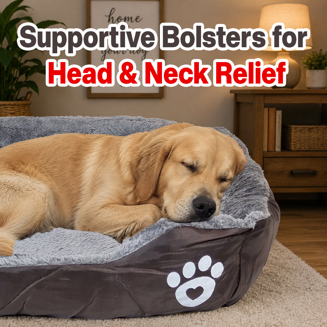 Dog bed with Raised bolster sides, Soft plush interior, and Non-slip bottom, Orthopedic dog bed for Medium & Large dogs, durable, comfortable dog sleeping bed, (XX-Large)