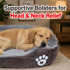Dog bed with Raised bolster sides, Soft plush interior, and Non-slip bottom, Orthopedic dog bed for Medium & Large dogs, durable, comfortable dog sleeping bed, (XX-Large)