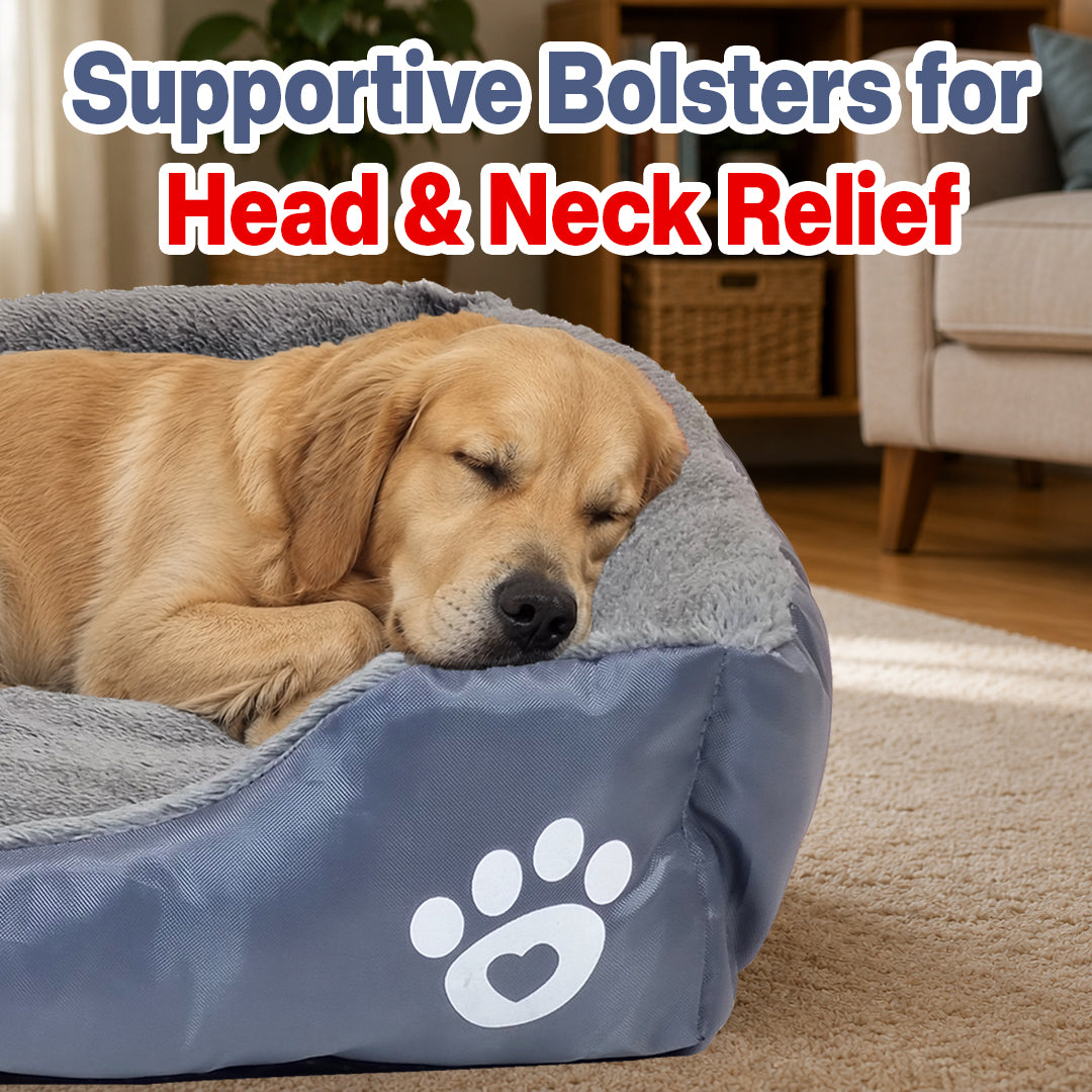 Dog bed with Raised bolster sides, Soft plush interior, and Non-slip bottom, Orthopedic dog bed for Medium & Large dogs, durable, comfortable dog sleeping bed, (XX-Large)