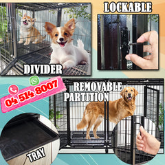 3-Layer Pet Cage with Wheels, Multi-Compartment Stackable Pet Kennel for Cats, Dogs, Rabbits and Small Animals, Heavy Duty Metal Pet Enclosure, Indoor Boarding Cage, Pet Housing System, Secure Locking Doors, Easy Clean Design