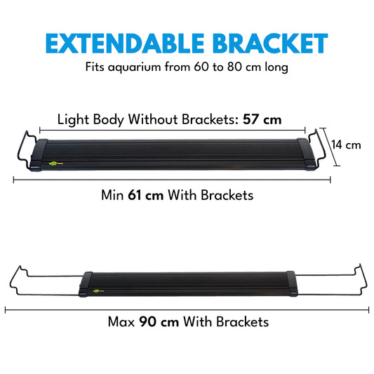 EVO-24 Aquarium LED Light, Waterproof Blue & White LED Lighting with Extendable Brackets for Freshwater Fish Tanks & Aquascaping.