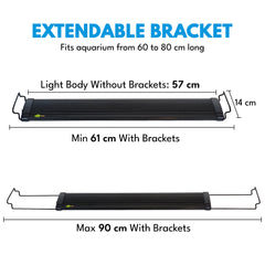 EVO-24 Aquarium LED Light, Waterproof Blue & White LED Lighting with Extendable Brackets for Freshwater Fish Tanks & Aquascaping.