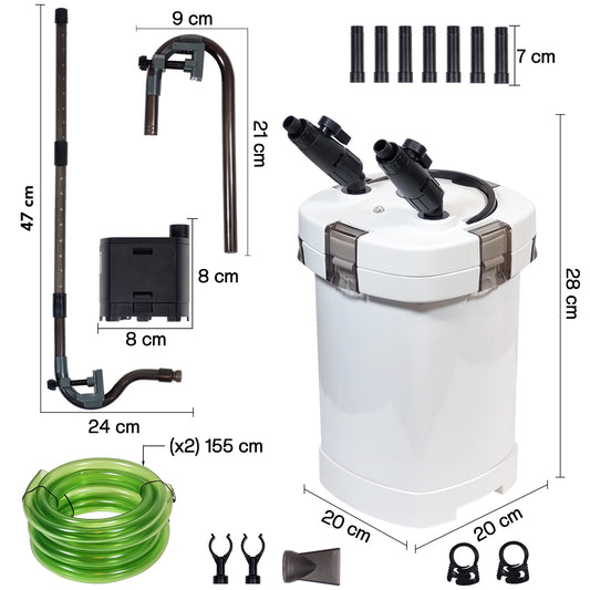 SunSun HW-504B External Canister Filter for Freshwater & Saltwater Aquariums, Quiet High-Performance Aquarium Filter with Multi-Stage Filtration, Complete Hose & Accessories Included