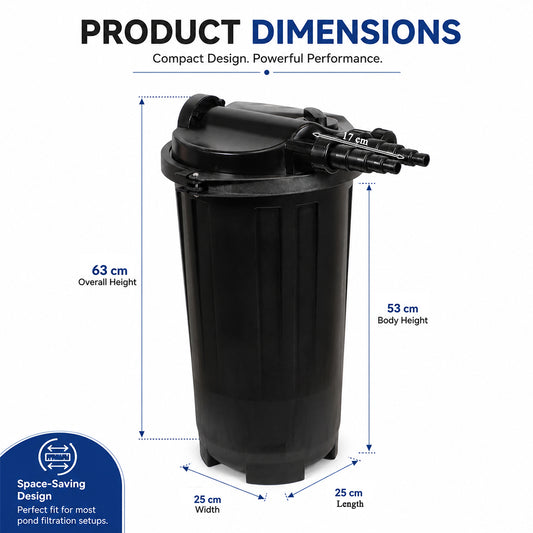 Pond Filter, External Pond Filtration System with 11W UV Clarification, 10000-15000L/H Water Flow, 3-Stage Mechanical and Biological Filtration, Ceramic Rings and Bio Balls for Koi Ponds
