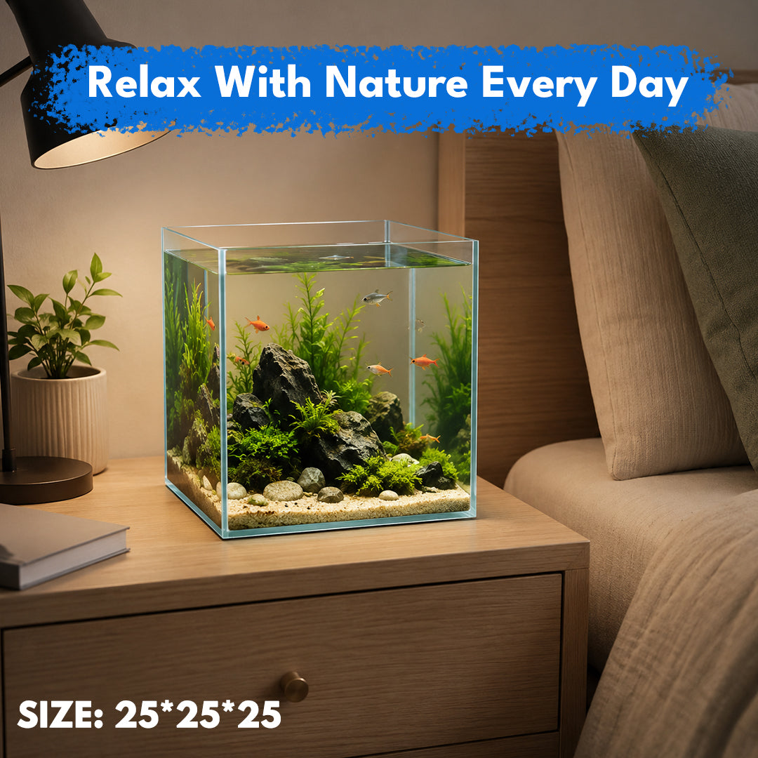 Ultra Clear Rimless Glass Aquarium Tank, Transparent Fish Tank for Freshwater & Saltwater Aquariums, Crystal Clear Glass Display Tank for Betta Fish, Shrimp, Aquascaping & Home Office Decor (27 L/15L)