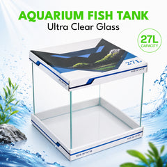 Ultra Clear Rimless Glass Aquarium Tank, Transparent Fish Tank for Freshwater & Saltwater Aquariums, Crystal Clear Glass Display Tank for Betta Fish, Shrimp, Aquascaping & Home Office Decor (27 L/15L)
