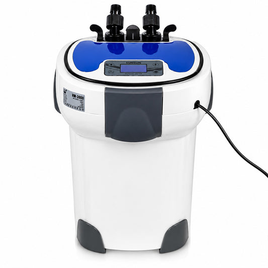 Canister External Aquarium Filter with 9W UV Light, 3000L/h High Flow Rate, Multi-Stage Filtration with Sponge, Activated Carbon & Bio Ceramic Rings, Ultra-Quiet Water Filter for Fish Tanks and Aquariums.