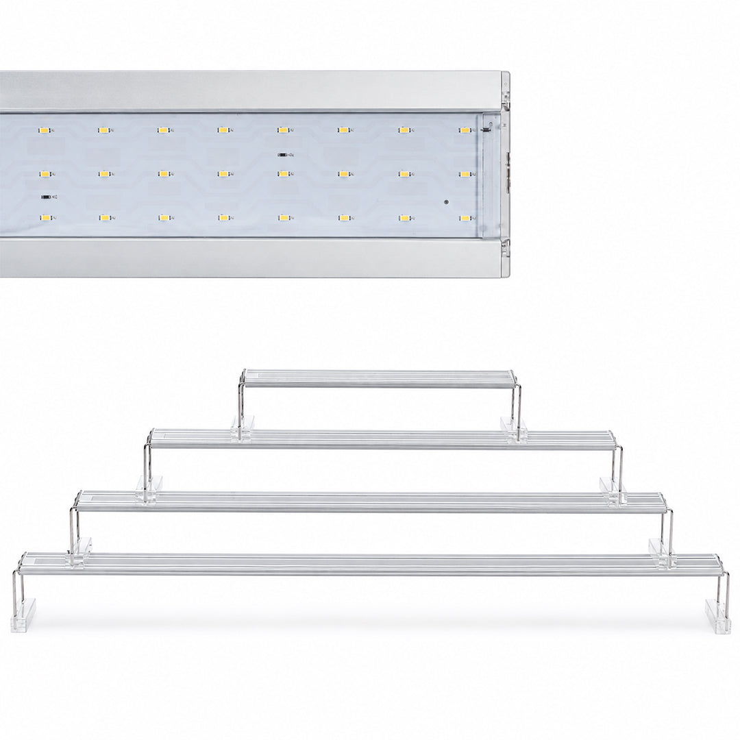 LED Aquarium Light for Fish Tanks, White LED Aquarium Lighting with Adjustable Extendable Brackets for Freshwater Aquariums, 4 Size Options