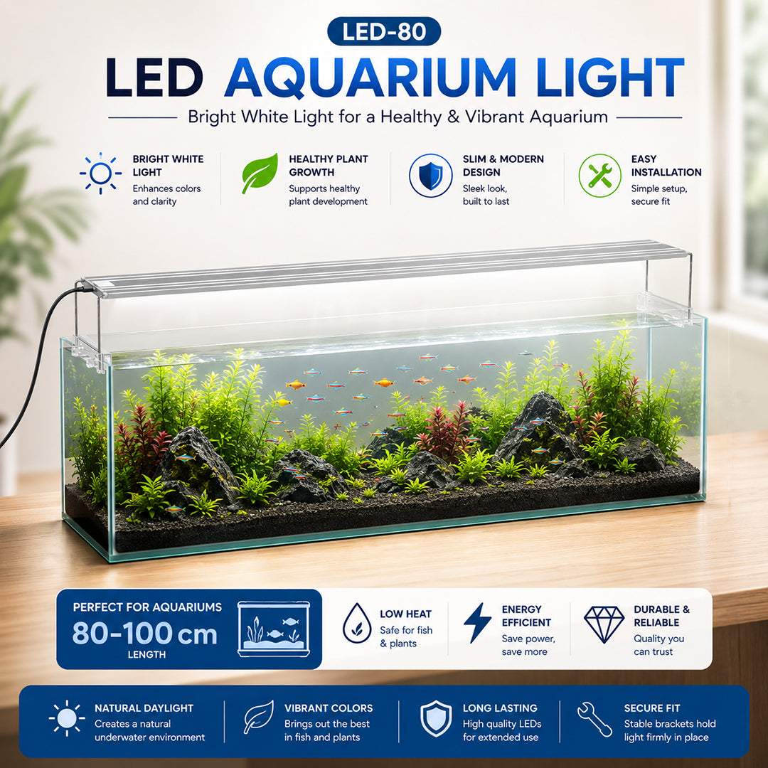 LED Aquarium Light for Fish Tanks, White LED Aquarium Lighting with Adjustable Extendable Brackets for Freshwater Aquariums, 4 Size Options