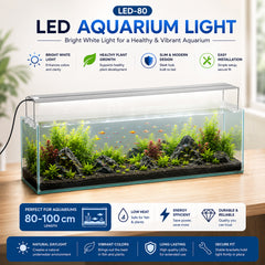 LED Aquarium Light for Fish Tanks, White LED Aquarium Lighting with Adjustable Extendable Brackets for Freshwater Aquariums, 4 Size Options