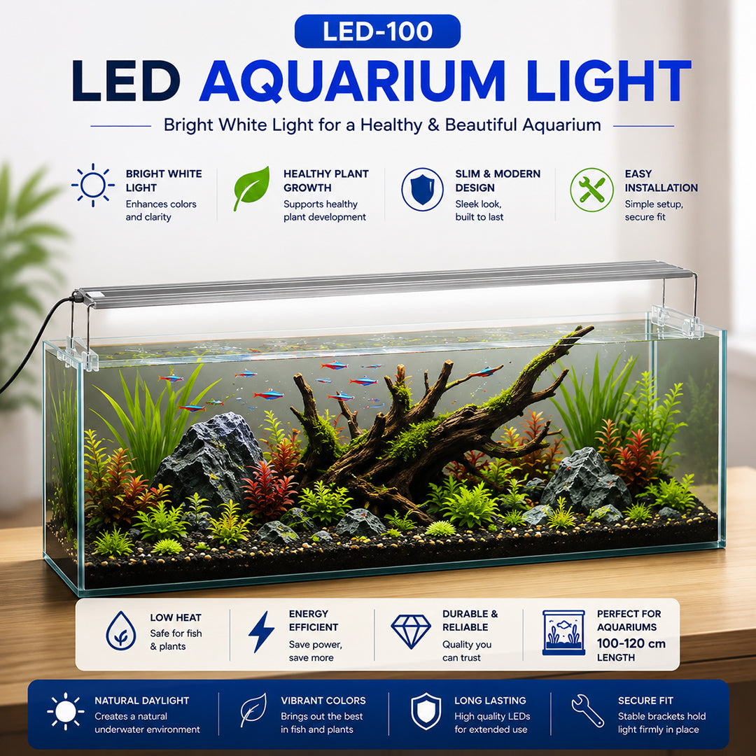LED Aquarium Light for Fish Tanks, White LED Aquarium Lighting with Adjustable Extendable Brackets for Freshwater Aquariums, 4 Size Options