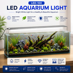 LED Aquarium Light for Fish Tanks, White LED Aquarium Lighting with Adjustable Extendable Brackets for Freshwater Aquariums, 4 Size Options