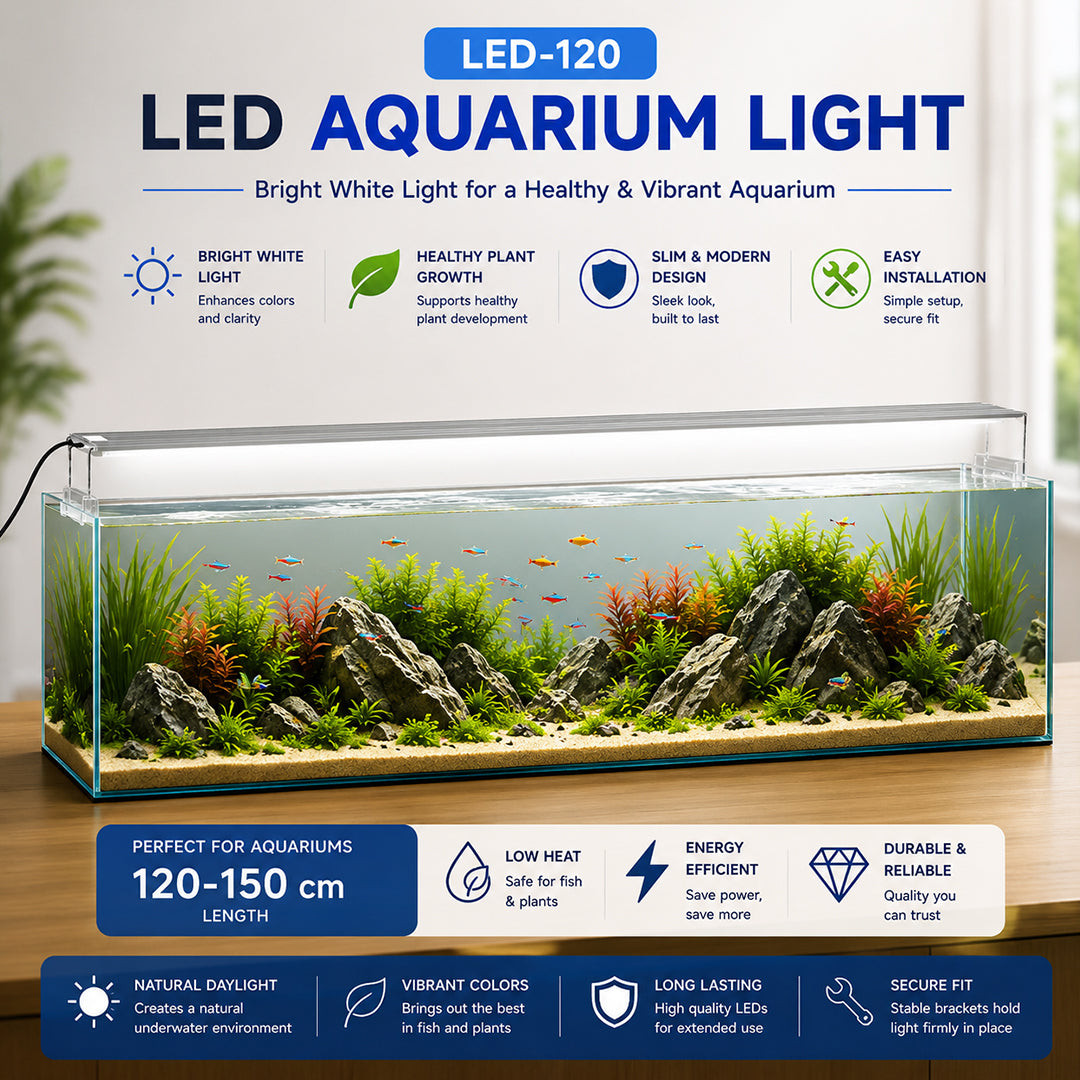 LED Aquarium Light for Fish Tanks, White LED Aquarium Lighting with Adjustable Extendable Brackets for Freshwater Aquariums, 4 Size Options