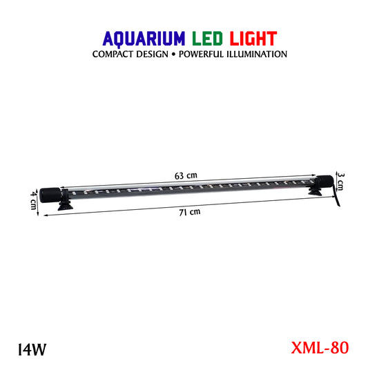 Aquarium Light with 14W, LED Diving Lamp for Fish Tanks, RGB Multiple Colors, Adjustable Brightness, Dynamic Lighting Effects, Wireless Remote Control, Waterproof Underwater Light for Arowana Aquariums