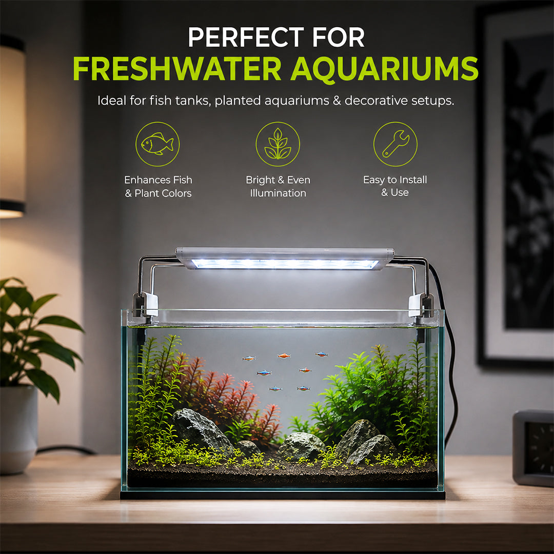 Ultra Thin LED Aquarium Light, XML-30 Fish Tank Light with High Brightness and Wide Light Coverage, Adjustable Width, Easy to Install, Energy Efficient Lighting for Freshwater and Planted Aquariums