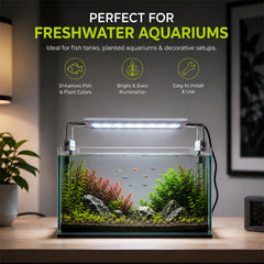 Ultra Thin LED Aquarium Light, XML-30 Fish Tank Light with High Brightness and Wide Light Coverage, Adjustable Width, Easy to Install, Energy Efficient Lighting for Freshwater and Planted Aquariums