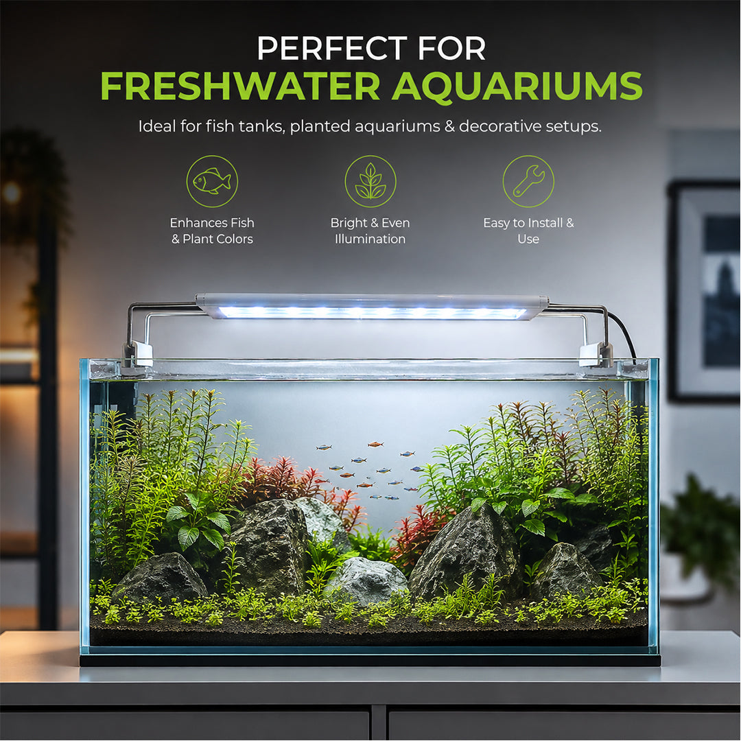 Ultra Thin LED Aquarium Light, XML-40 Fish Tank Light with High Brightness and Wide Light Coverage, Adjustable Width, Easy to Install, Energy Efficient Lighting for Freshwater and Planted Aquariums
