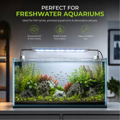 Ultra Thin LED Aquarium Light, XML-40 Fish Tank Light with High Brightness and Wide Light Coverage, Adjustable Width, Easy to Install, Energy Efficient Lighting for Freshwater and Planted Aquariums