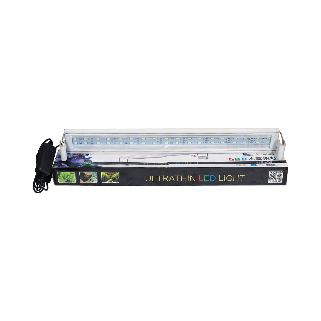 Ultra Thin LED Aquarium Light, XML-50 Fish Tank Light with High Brightness and Wide Light Coverage, Adjustable Width, Easy to Install, Energy Efficient Lighting for Freshwater and Planted Aquariums