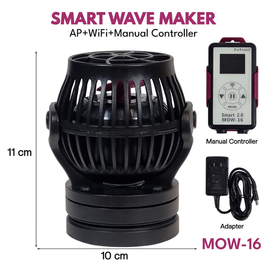 Jebao Smart Wave Maker MOW-16, WiFi Aquarium Circulation Pump with Manual Controller for Freshwater & Marine Tanks